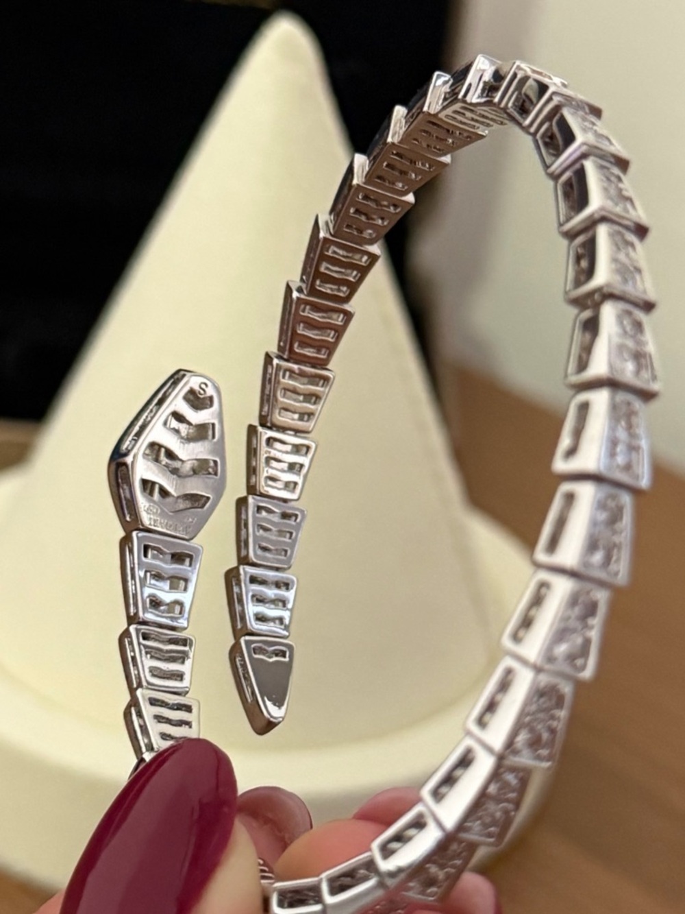 White Gold Serpenti Diamond Coil Bracelet - Silver - Picture 7 of 8